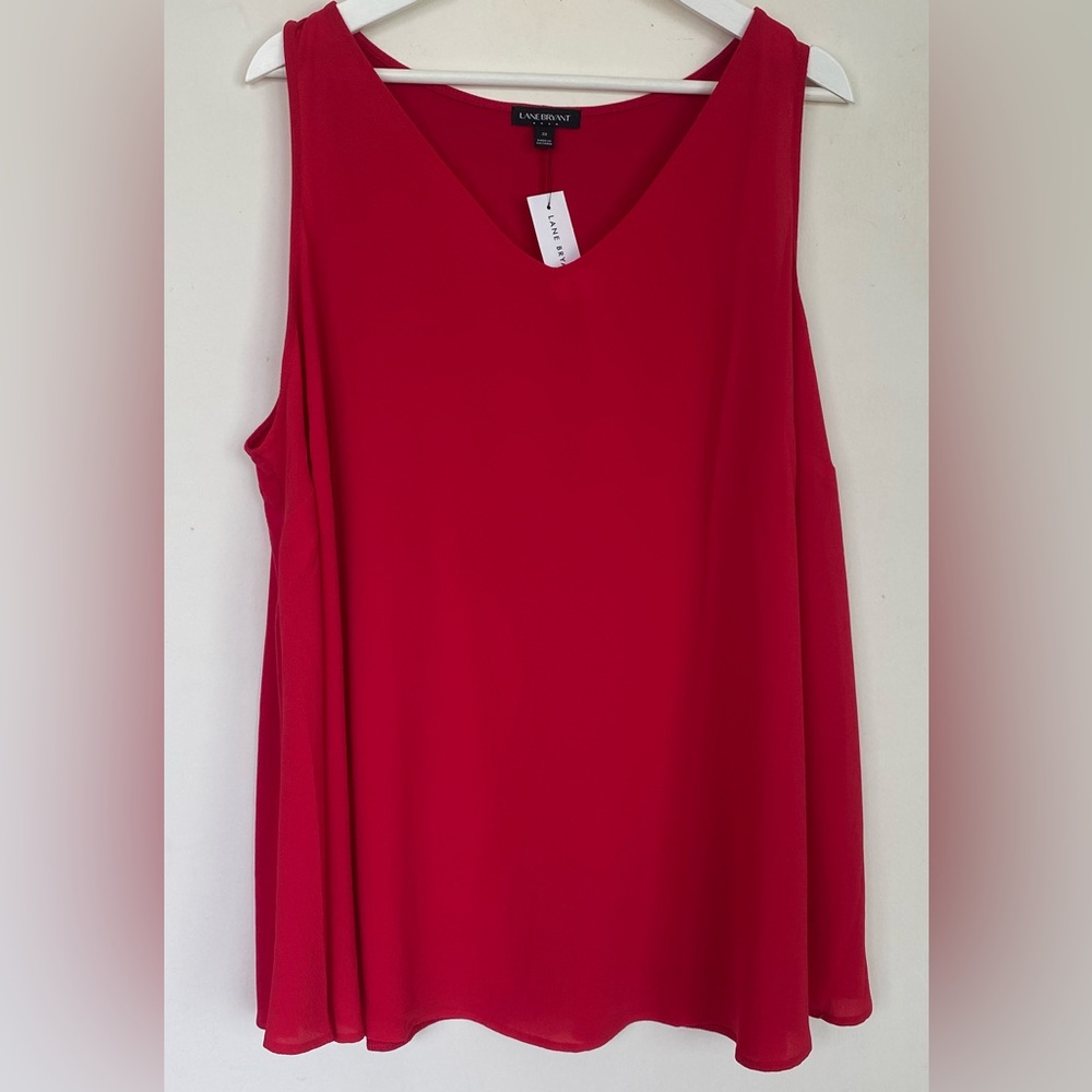 NWT Lane Bryant Bright Red V-Neck Sleeveless Top Blouse